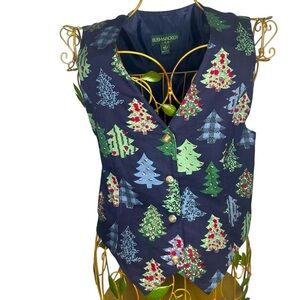 Bushwacker USA Vintage Christmas Tree Holiday Vest - Women’s Size Large